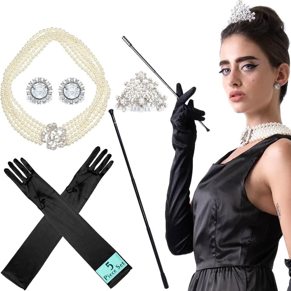 Audrey Hepburn Inspired Jewelry 5 Piece Set Costume Accessories for Women